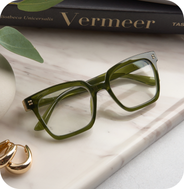 green readers on a marble table