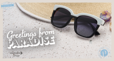 "greetings from paradise" sunnies navigation promotional image 